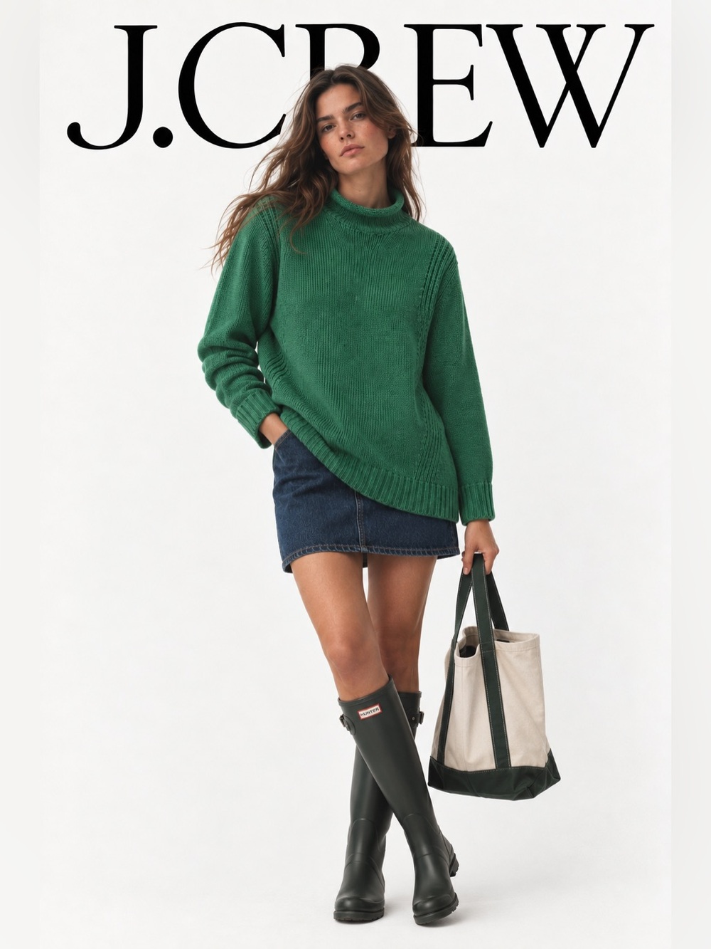 Iconic Vintage J.Crew Rollneck Sweater | Emerald Green | 100% Cotton | M 90s